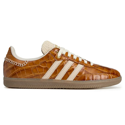 Chic Collegiate Brown Samba Pony by Wales Bonner with Crocodile Print Details